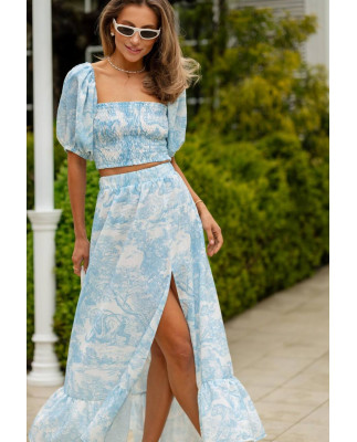 83 подовжена льняна юбка + топ