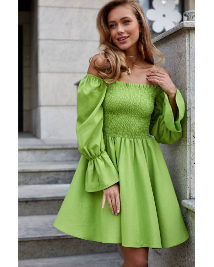 39 коротке лляне плаття на резинці