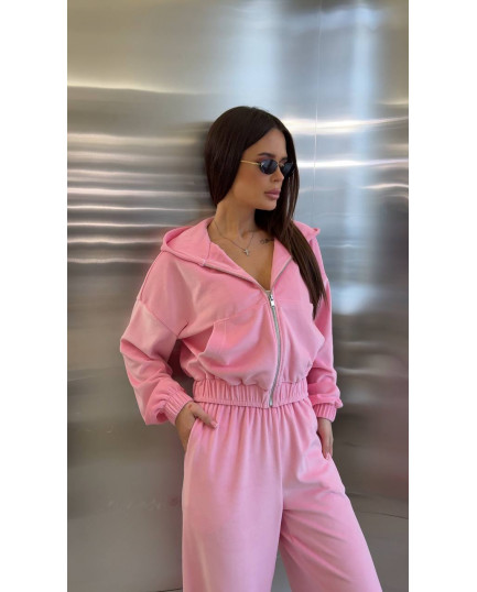 57 Велюровий Костюм із капюшоном з прямими штанами