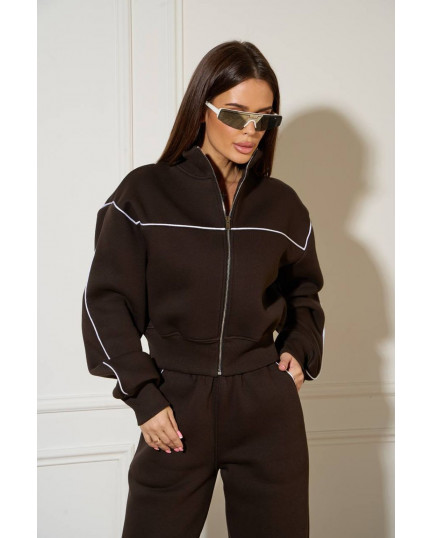 55/1 спортивний костюм на флісі з кантом котфта на блискавці зі штанами палацо