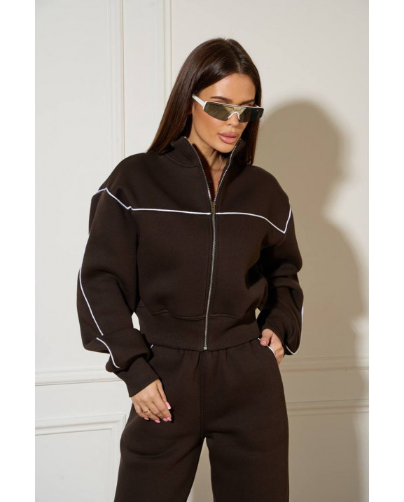 55/1 спортивний костюм на флісі з кантом котфта на блискавці зі штанами палацо