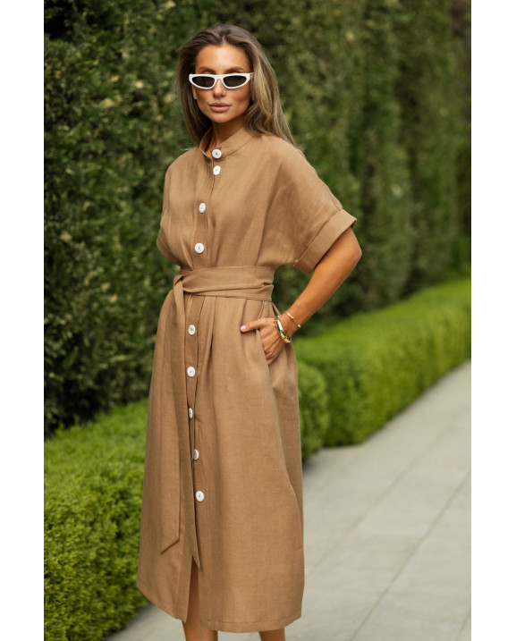 52 плаття міді лляне з ґудзиками