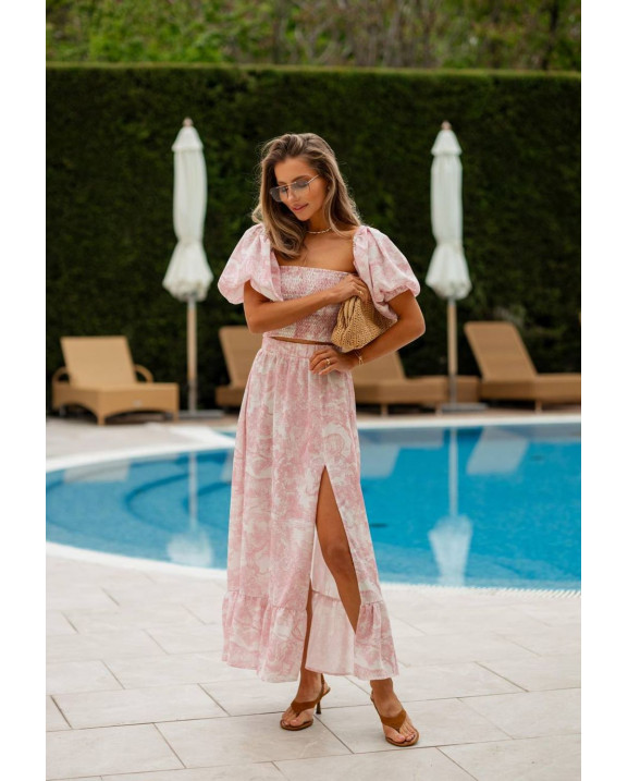 83 подовжена льняна юбка + топ