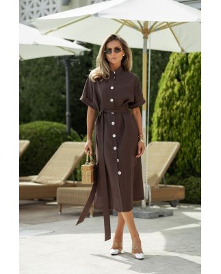 52 плаття міді лляне з ґудзиками
