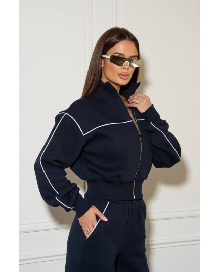 55/1 спортивний костюм на флісі з кантом котфта на блискавці зі штанами палацо