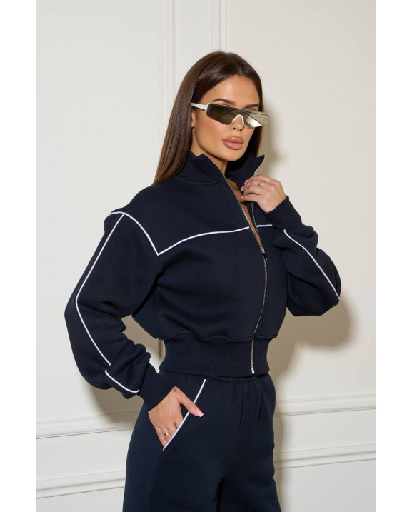 55/1 спортивний костюм на флісі з кантом котфта на блискавці зі штанами палацо