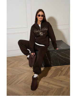 60/1 спортивний костюм на флісі з вишивкою кофта з блискавкою з коротким комірцем і штанами на резинці 60/1 спортивний костюм на флісі з вишивкою кофта з блискавкою з коротким комірцем і штанами на резинці