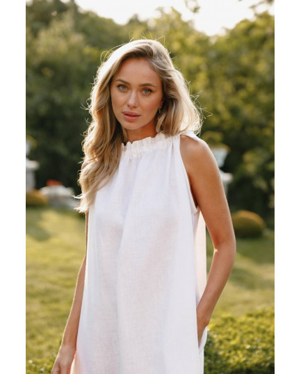 51 сарафан міді льняний на зав'язках на шиї