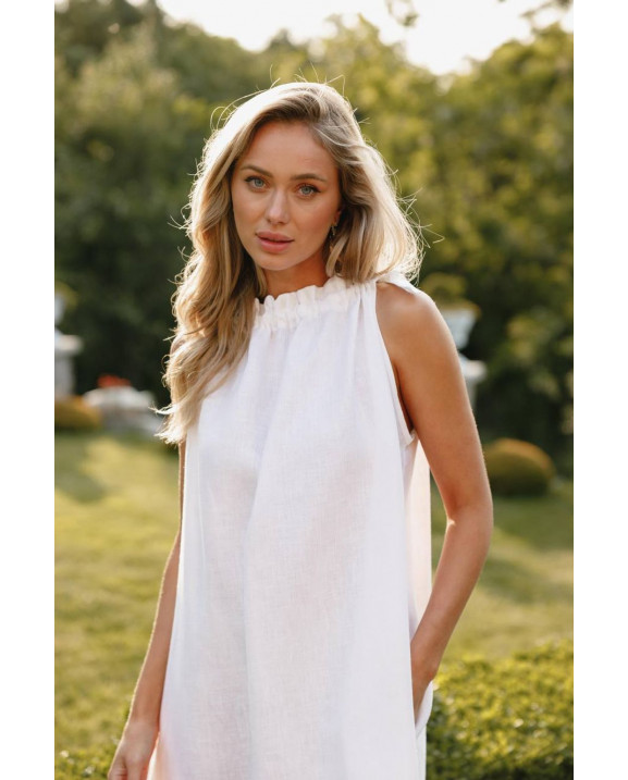 51 сарафан міді льняний на зав'язках на шиї