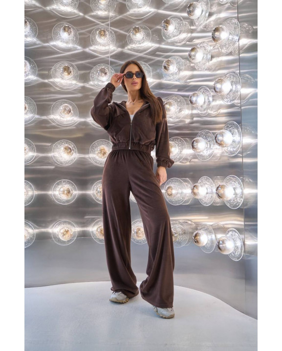 57 Велюровий костюм із капюшоном з прямими штанами