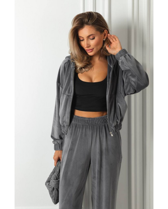 57 Велюровий костюм із капюшоном з прямими штанами