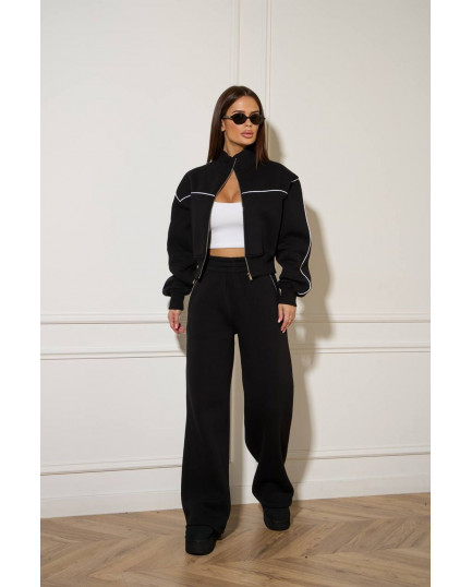 55/1 спортивний костюм на флісі з кантом котфта на блискавці зі штанами палацо